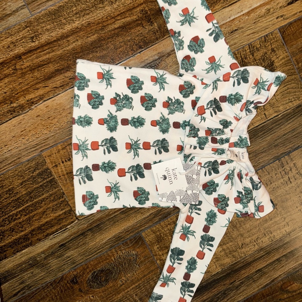 Kate Quinn Kids Blouse with Green and Red Plant Print